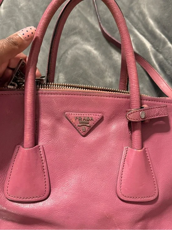 Authentic Prada Rose-Pink Leather Top-Handle Satchel with Shoulder Strap - Picture 2 of 11